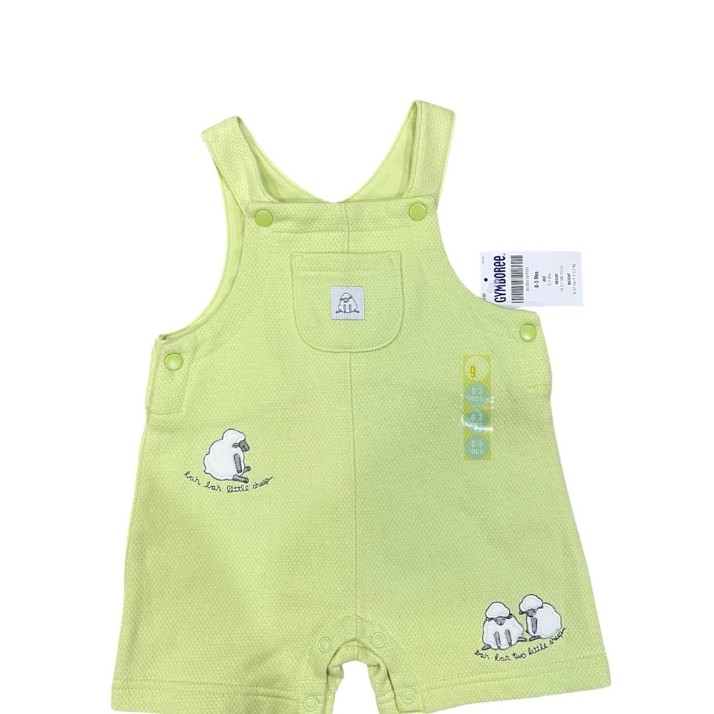 Gymboree Light Lime Pique Baby Overall with Puppy Patch